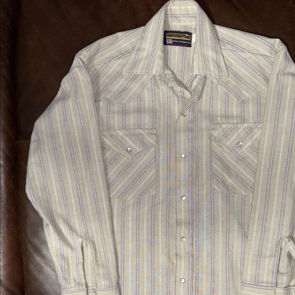 Panhandle Slim White and Purple Casual Button Down Shirt